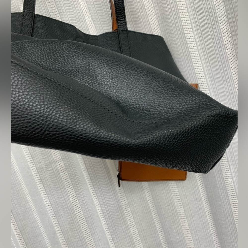 Black and Brown Tote with Attached Mini Bag Faux Leather‎ EUC - Picture 6 of 12